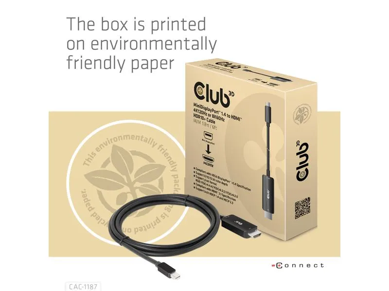 Club 3D Kabel CAC-1187 Mini-DisplayPort - HDMI, 1.8 m