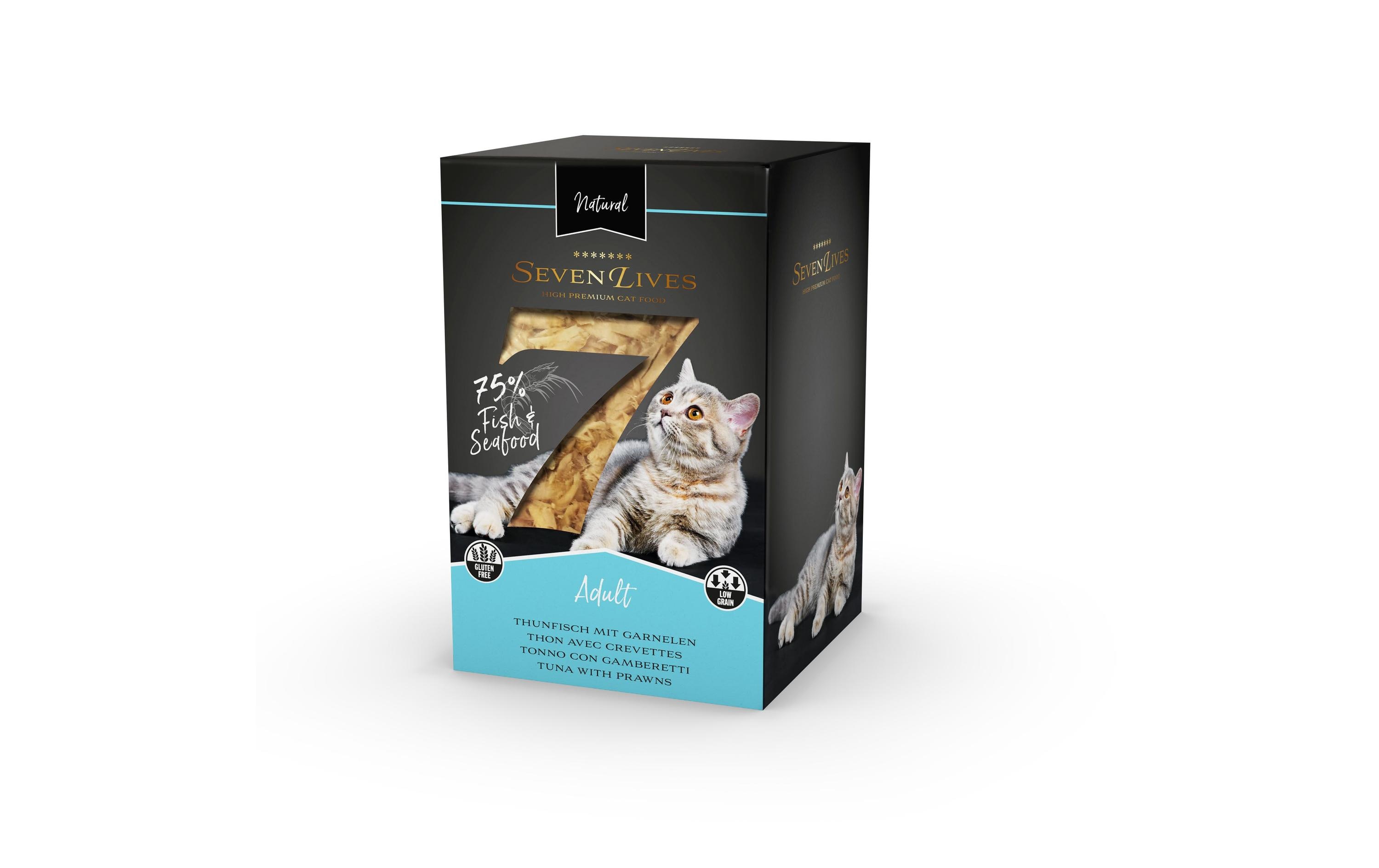 7Lives Nassfutter Adult Thunfisch mit Garnelen in Fischbrühe, 6x60g