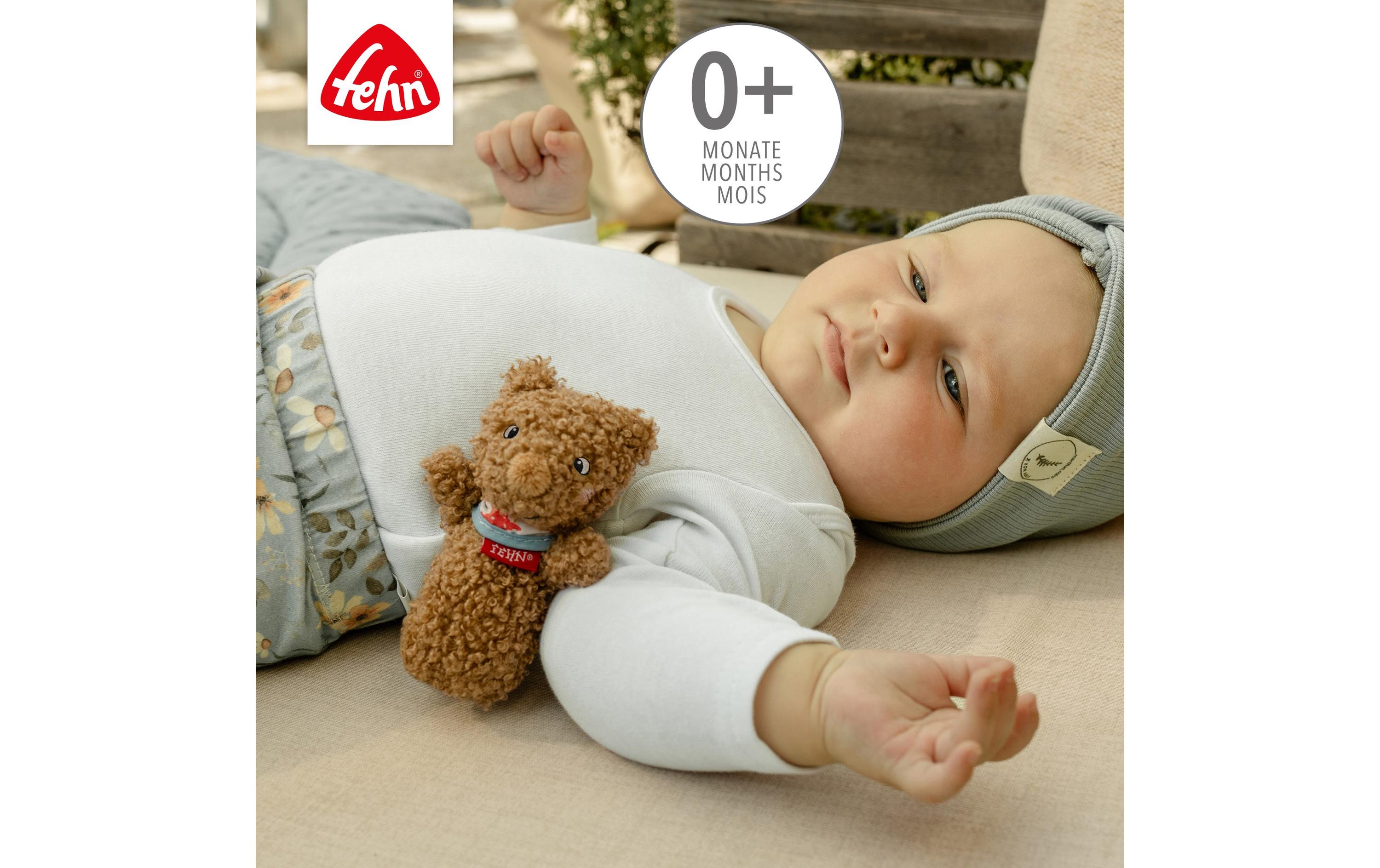 fehn Greifling Mini-Rassel Bär, Braun, Plüsch / Velours, 11 cm