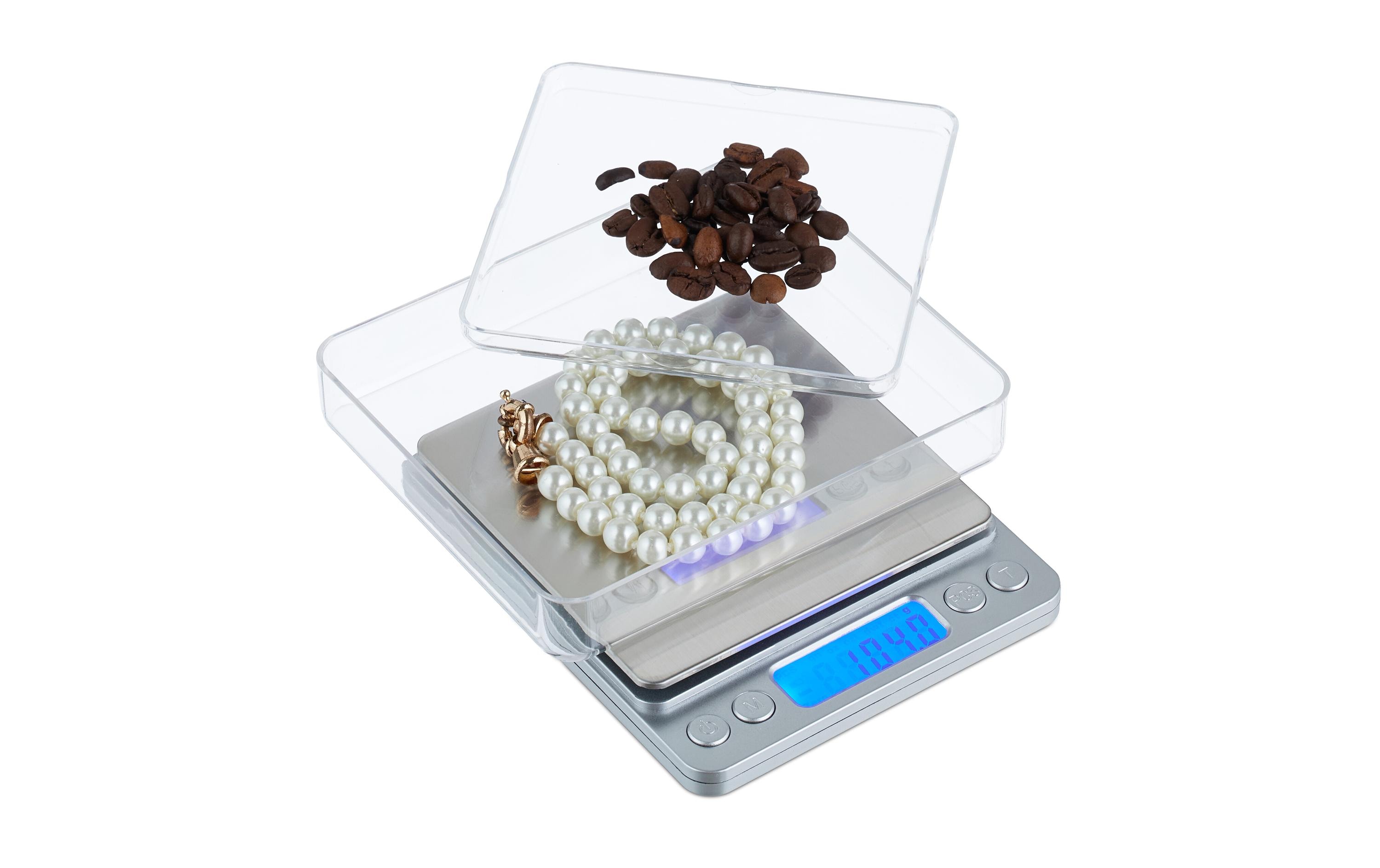 relaxdays Präzisionswaage mit Wiegeschalen Silber