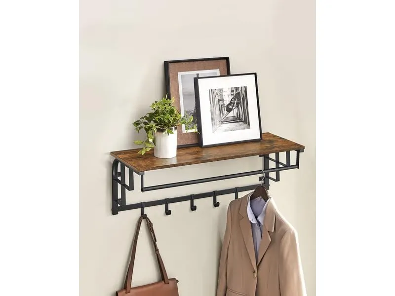 VASAGLE Wandgarderobe mit 5 abnehmbaren Haken 80 x 30 cm