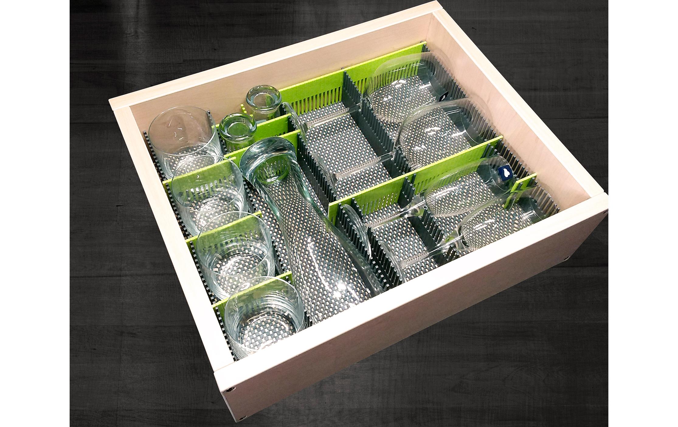 purvario Stauleisten für Schubladen 8-teilig, Steingrau/Limonengrün purvario Stauleisten für Schubladen 8-teilig, Steingrau/Limonengrün