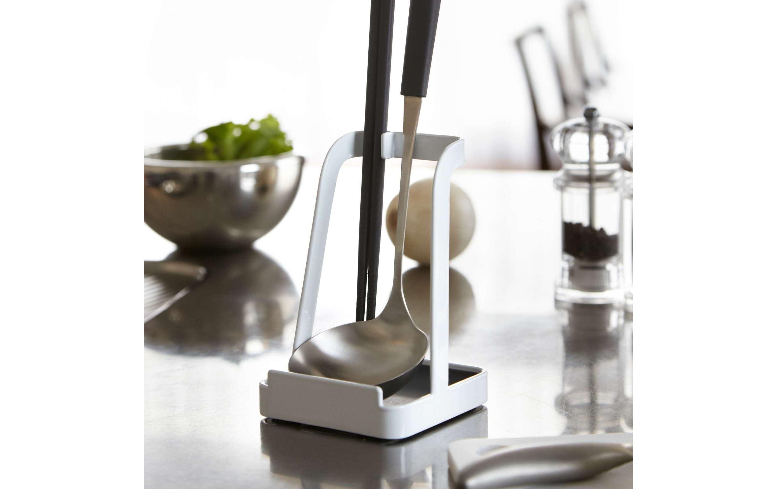 Yamazaki Deckel- und Pfannenhalter Tower Weiss