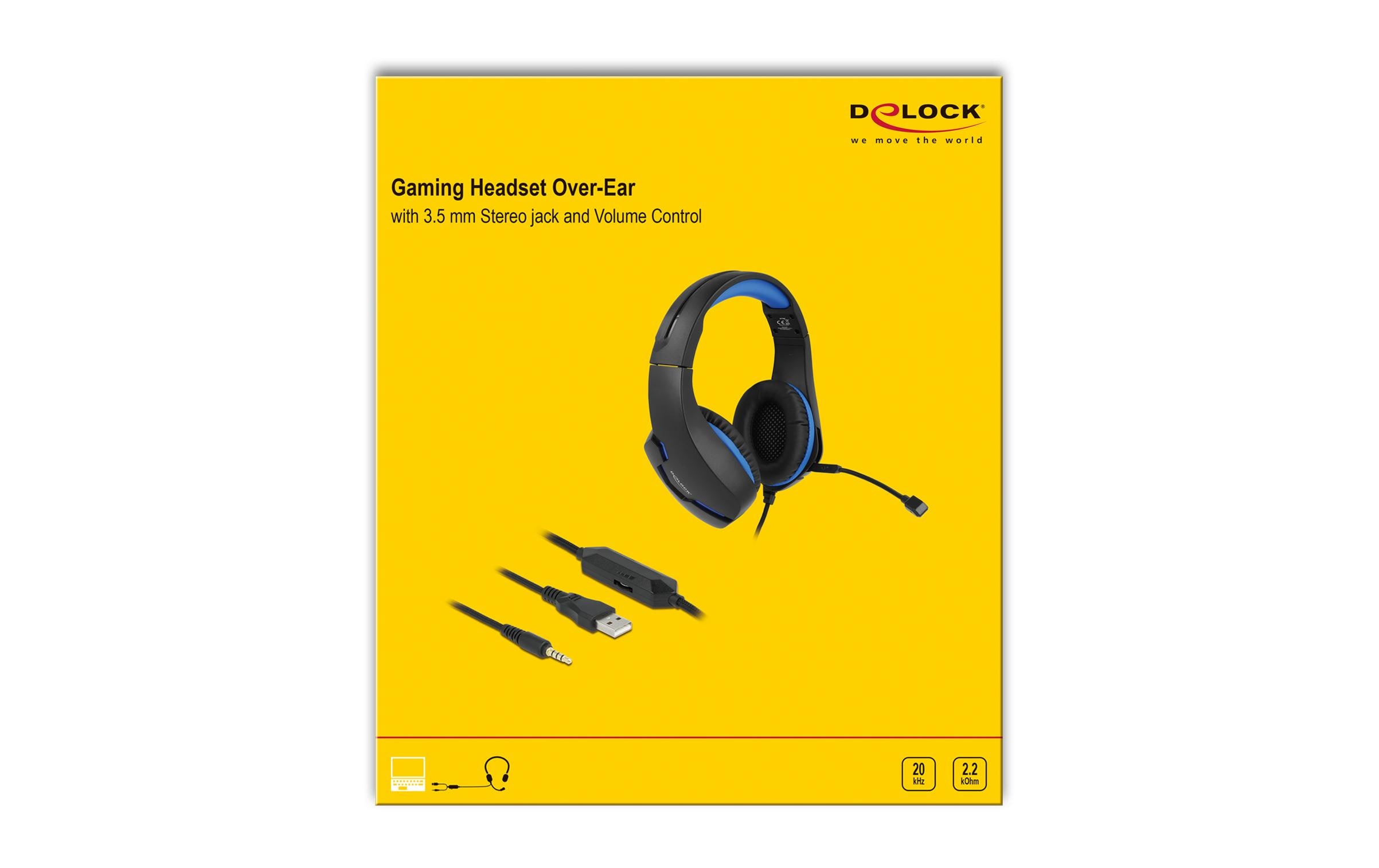 Delock Headset Gaming Over-Ear LED für PC,Notebook,Konsolen Schwarz