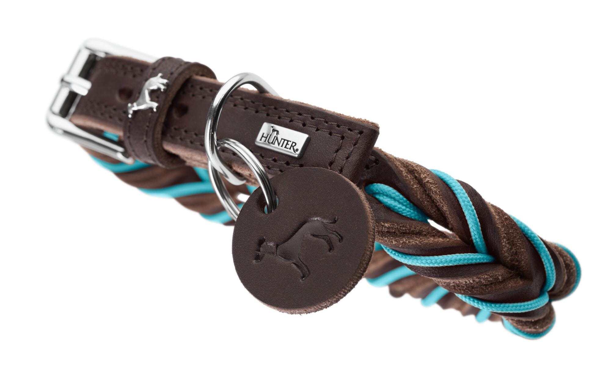 Hunter Halsband Solid Education Cord, M (55), Dunkelbraun/Türkis Hunter Halsband Solid Education Cord, M (55), Dunkelbraun/Türkis