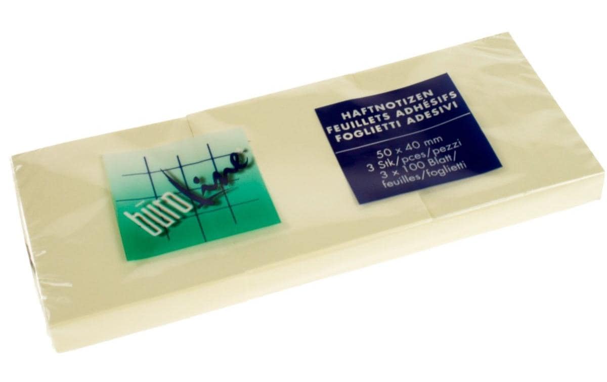 Büroline Notizzettel 5 x 4 cm, 3 Blöcke à 100 Blatt, Gelb