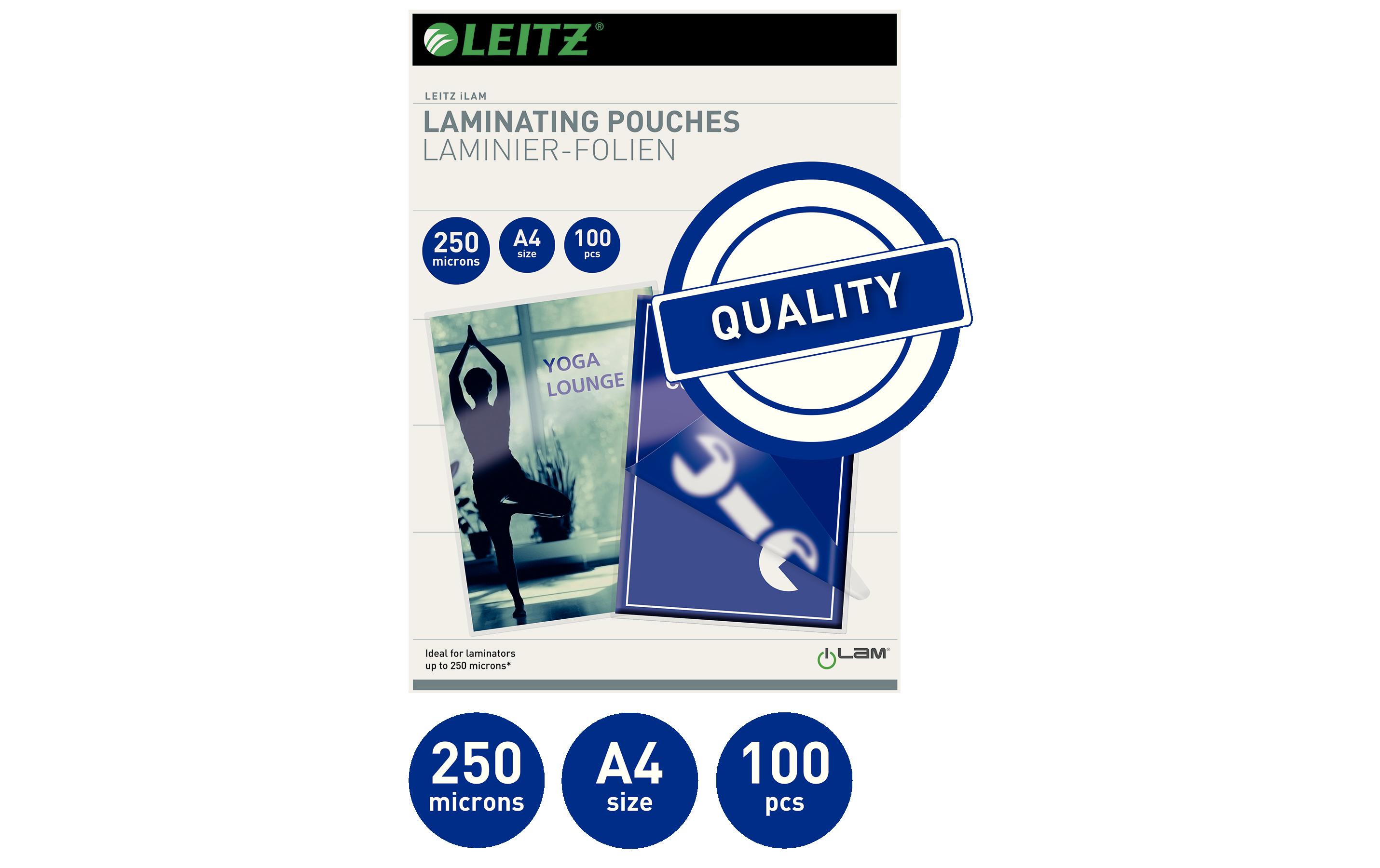 Leitz Laminierfolie A4, 250 µm, 100 Stück, Glänzend