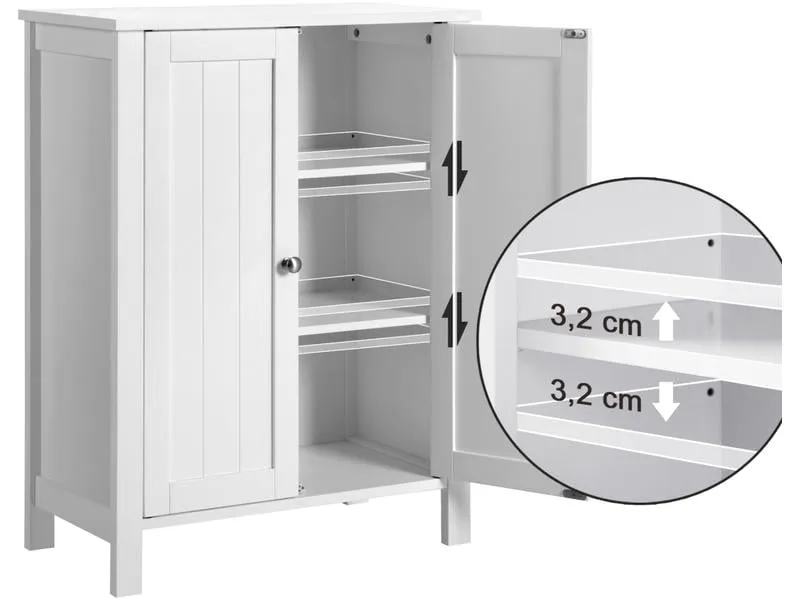 VASAGLE Badezimmerregal mit Doppeltür 60 x 80 cm, Weiss