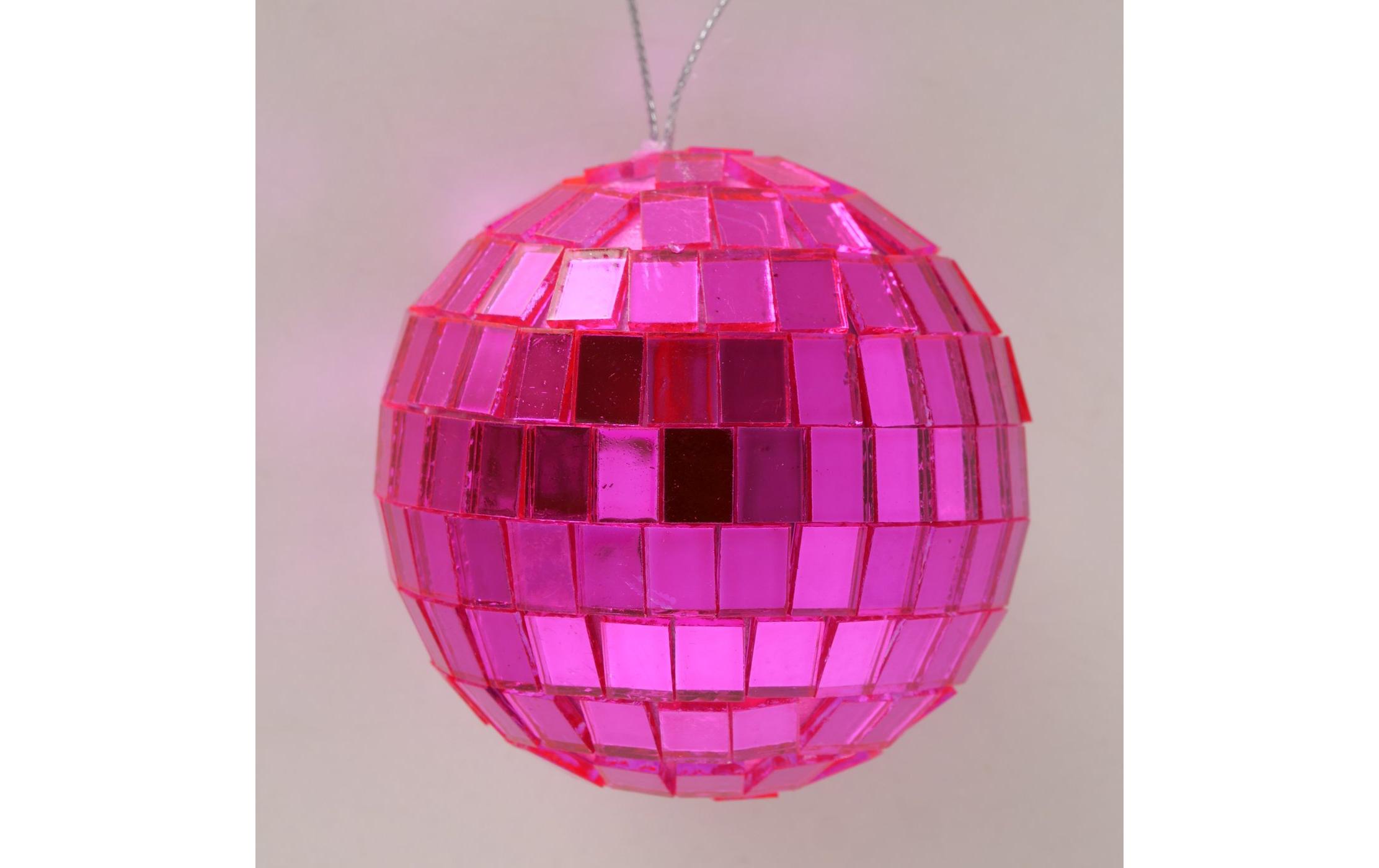 Boltze Weihnachtsschmuck Disco 6-teilig, 5 x 5 cm, Pink