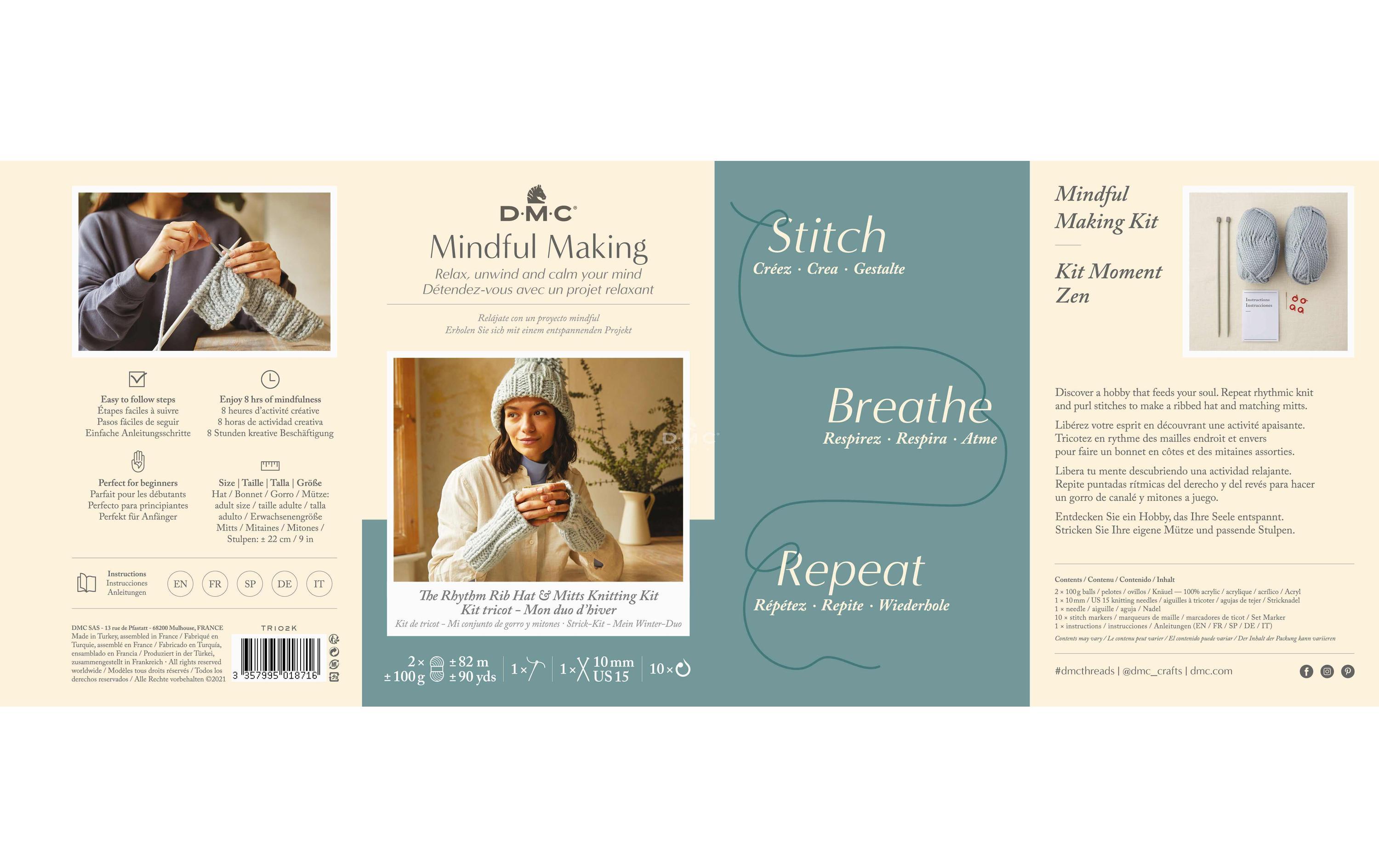 DMC Strickset Mindful Making Rhythmische Rippe Duo