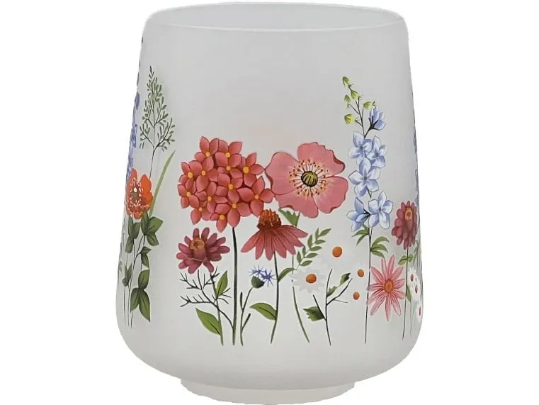 CHALET Windlicht Sommerblumen L 16 cm, Weiss CHALET Windlicht Sommerblumen L 16 cm, Weiss