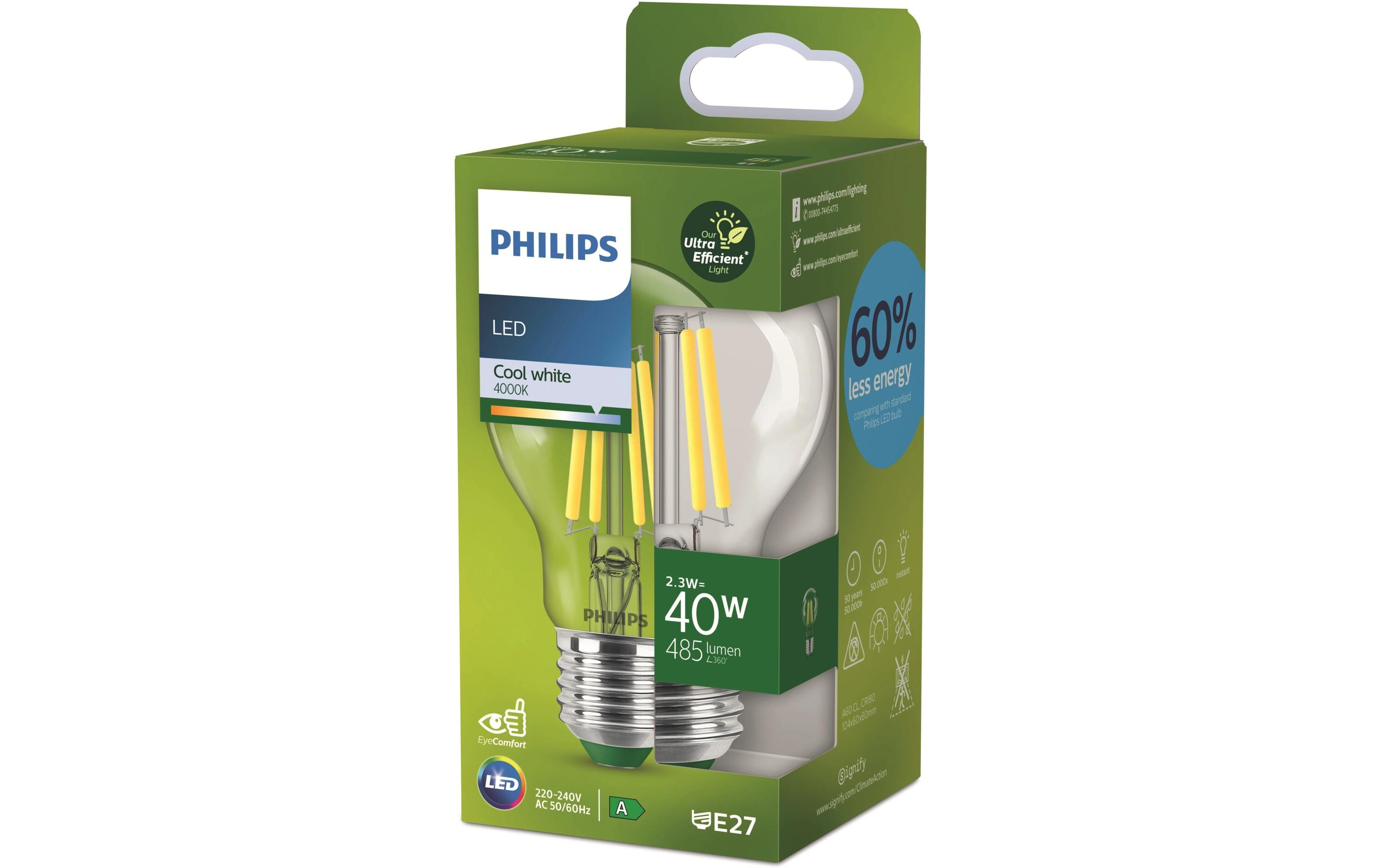 Philips Lampe E27 LED, Ultra-Effizient, Neutralweiss, 40W Ersatz