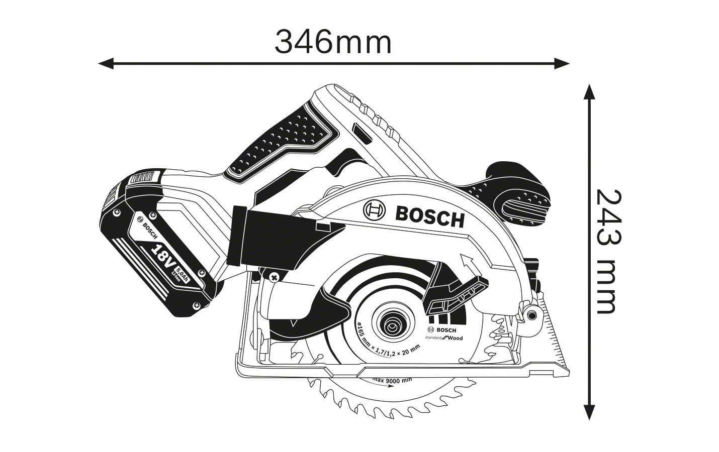 Bosch Professional Akku-Kreissäge GKS 18V-57 G L-Boxx Set