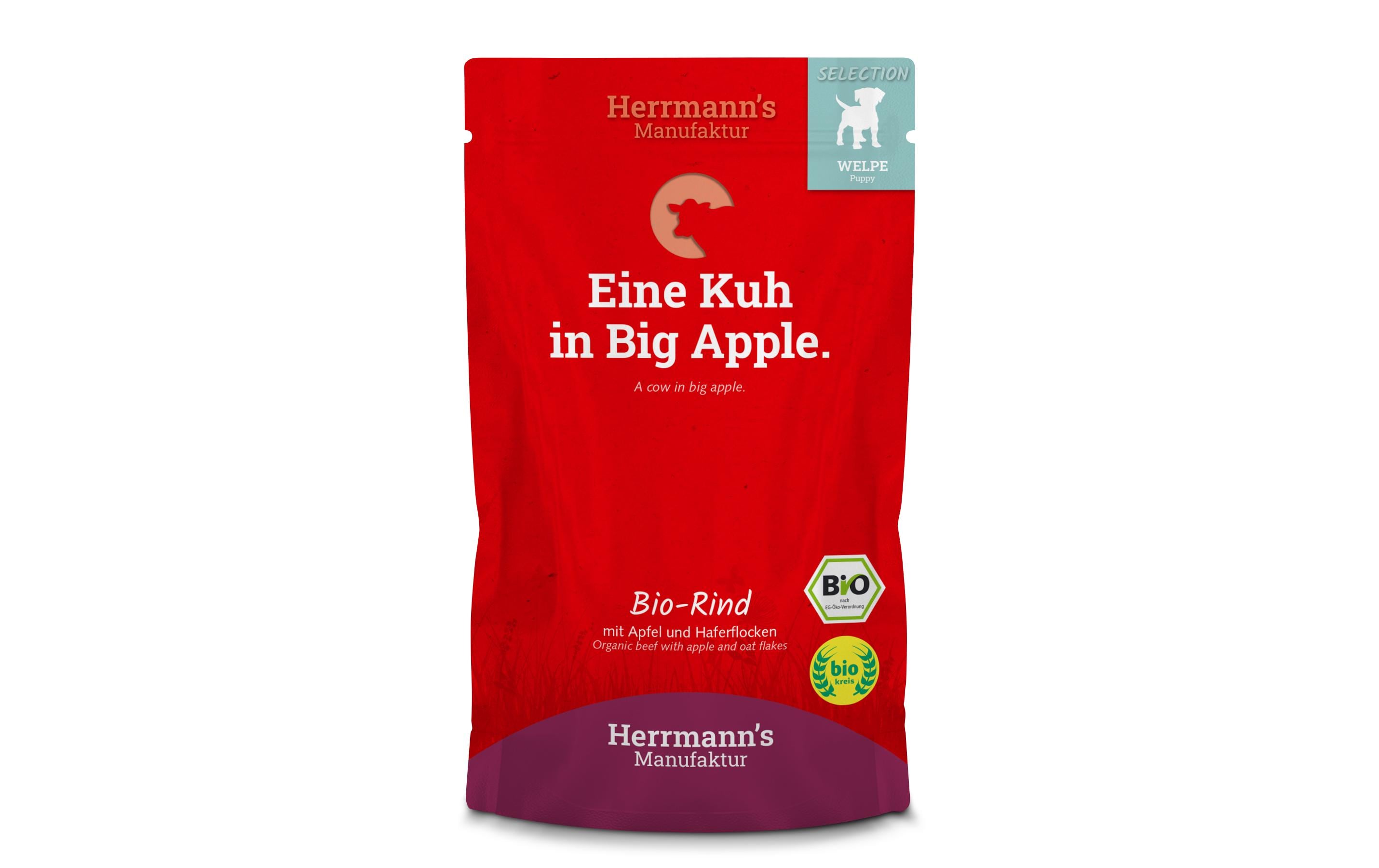 Herrmann's Nassfutter Welpe Bio Rind mit Apfel und Haferflocken Herrmann's Nassfutter Welpe Bio Rind mit Apfel und Haferflocken