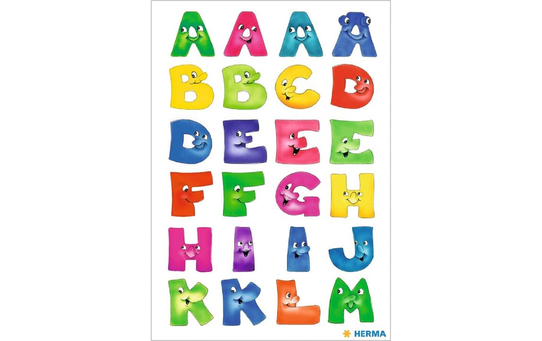 Herma Stickers Zahlensticker Lustige Buchstaben A – Z, 20 x 50, 2 Blatt