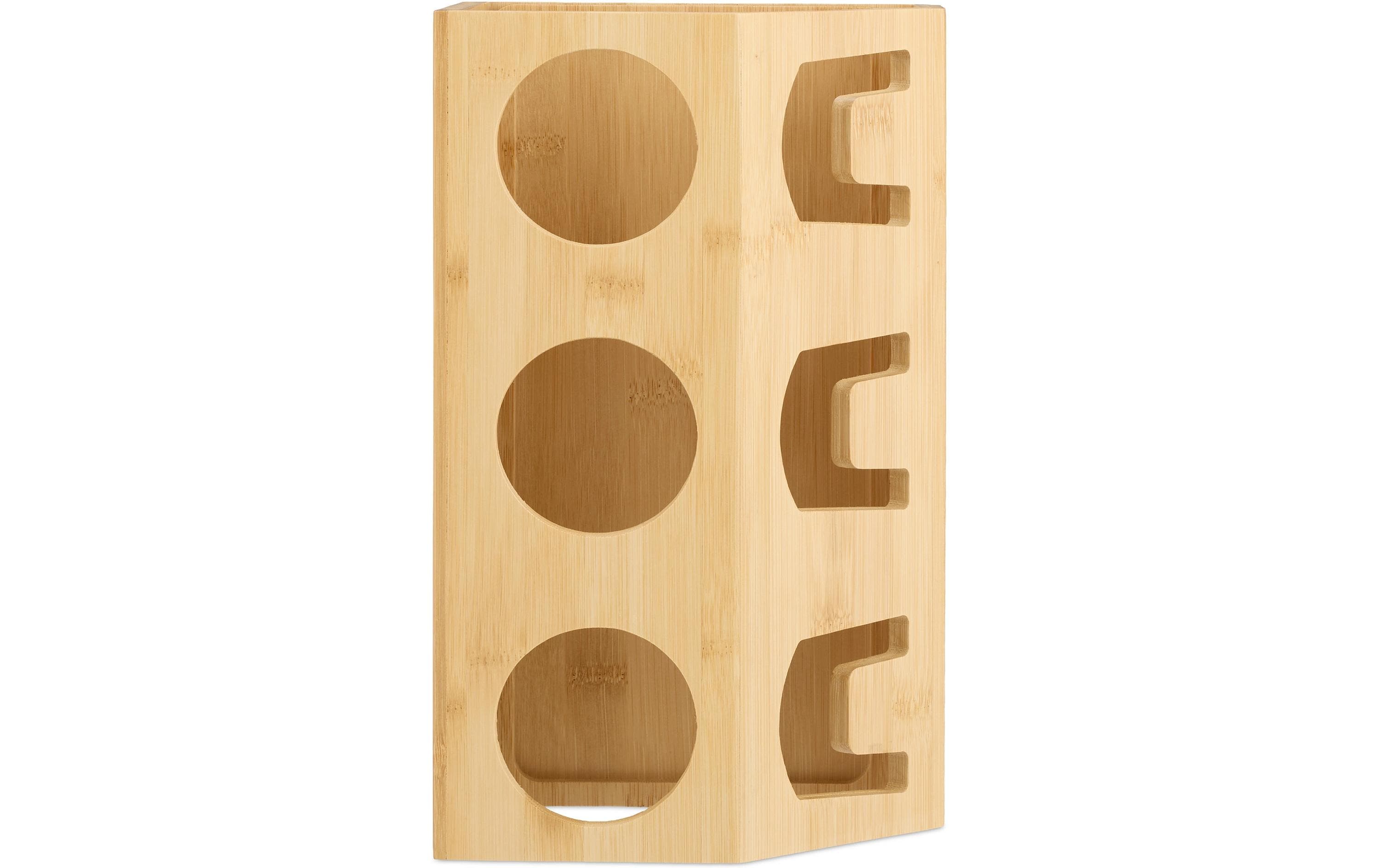 relaxdays Abtropfgestellt für 3 Flaschen, Hellbraun