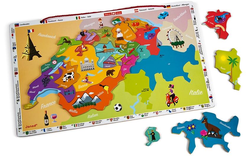 Janod Holz-Puzzle Magnetkarte Schweiz 24-teilig Janod Holz-Puzzle Magnetkarte Schweiz 24-teilig