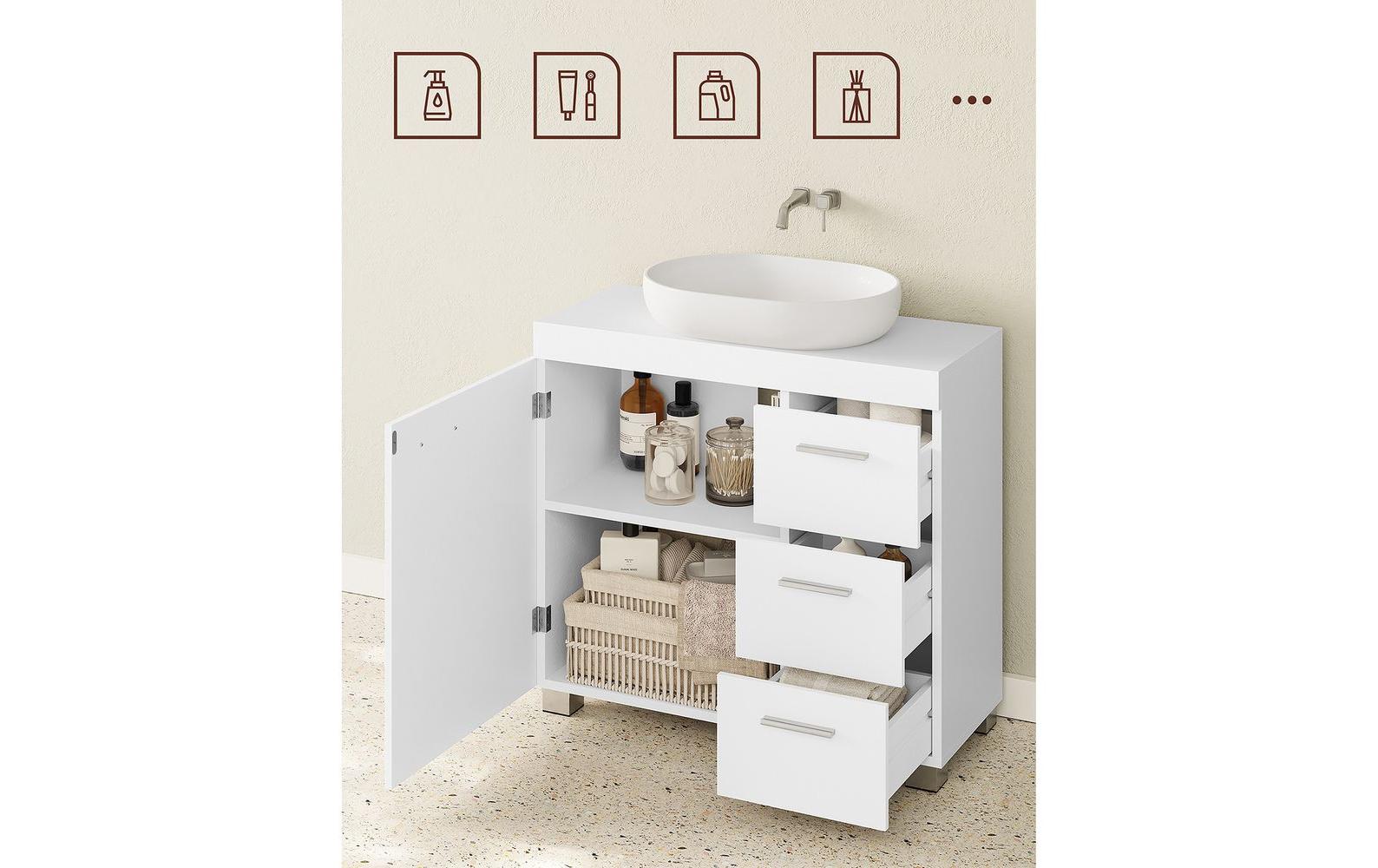 VASAGLE Badezimmerregal 64 x 70 cm, Weiss