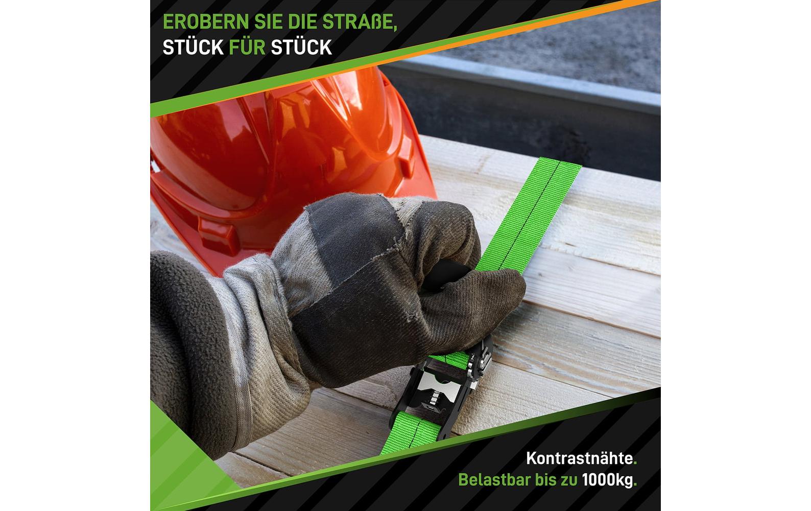 Hardtwerk Spanngurte mit Ratschen 4 Stück, 6 Meter, Grün