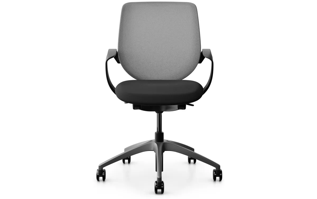 Giroflex Bürostuhl 313 mit Netzrücken und Armlehnen, Grau