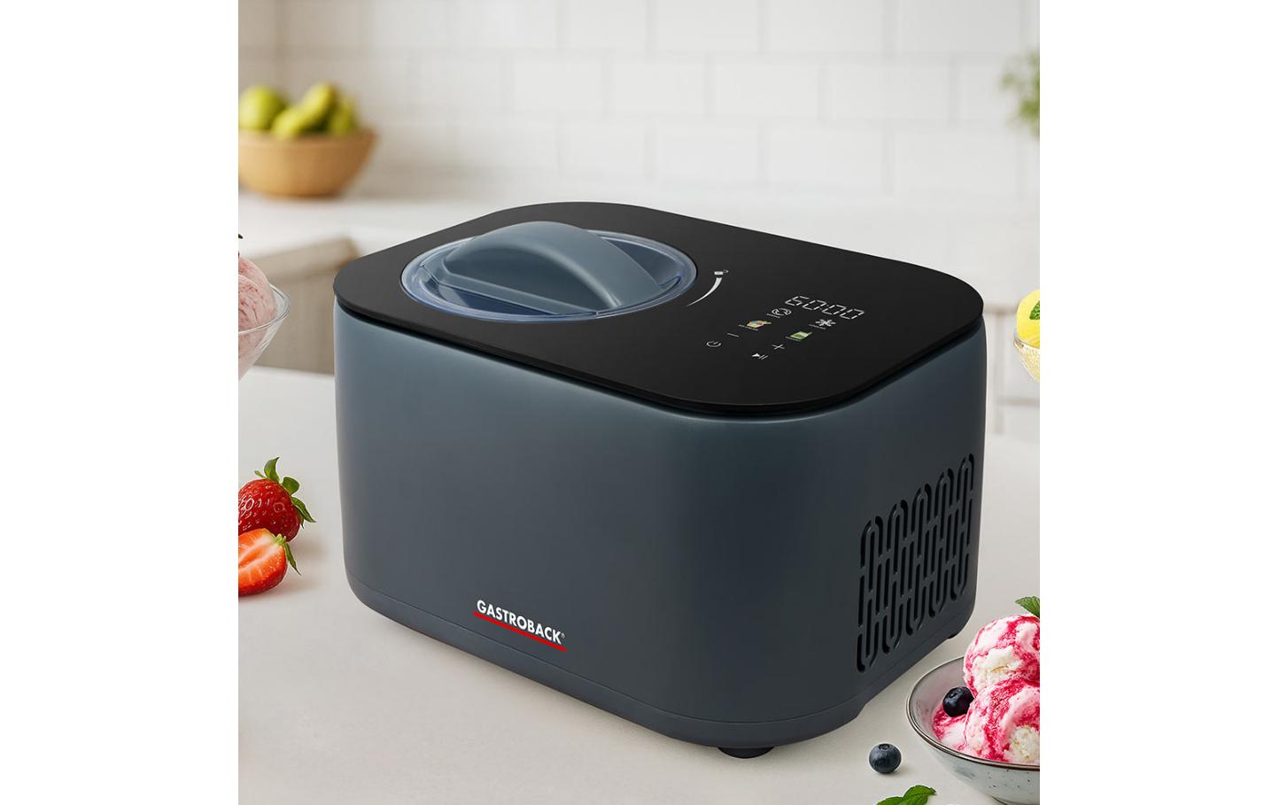 Gastroback Kompressor-Eismaschine Mini Gelateria 1 l, Anthrazit/Schwarz