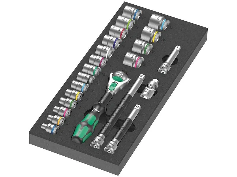 Wera Knarren-Satz 8000 B Zyklop 9721 Schaumstoffeinlage, 23-tlg