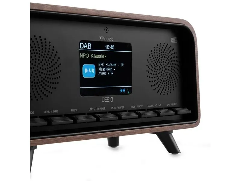 Audizio Desio-DWD Retro DAB+ Radio, Stereo, BT, darkwood Dunkelbraun