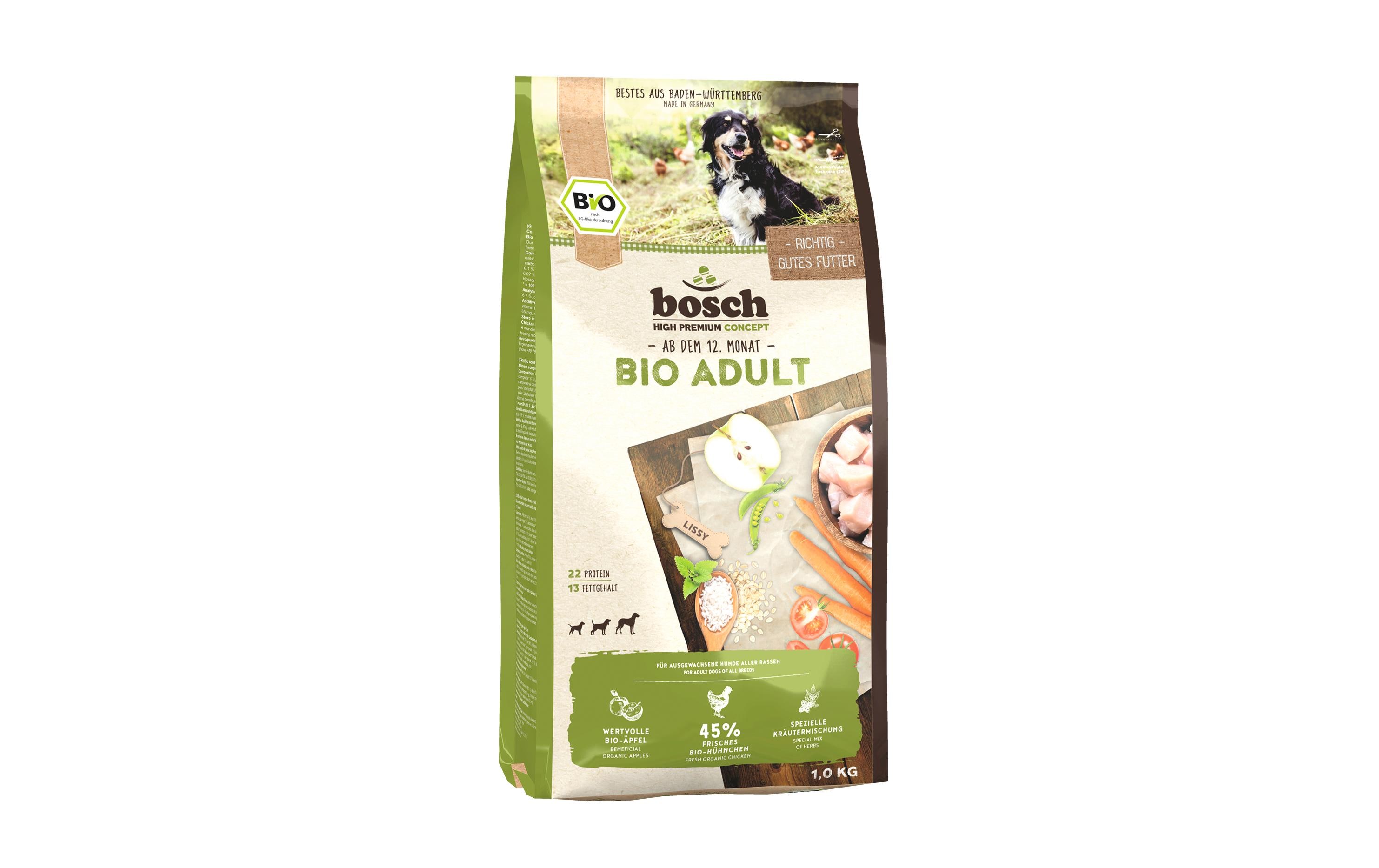 Bosch Tiernahrung Trockenfutter Bio Adult Huhn & Apfel, 1 kg