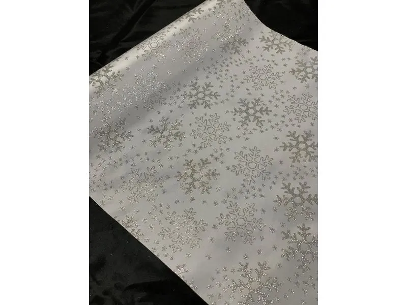 Dameco Stoff Schneeflocke 36 cm x 300 cm, Silber/Weiss Dameco Stoff Schneeflocke 36 cm x 300 cm, Silber/Weiss