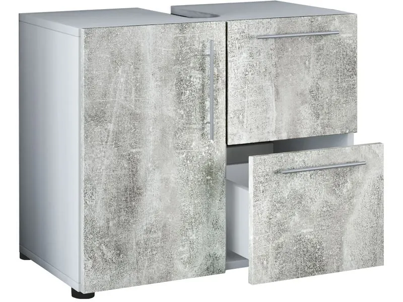 VCM Waschbeckenunterschrank Flandu 61 x 51 cm, Weiss/Beton VCM Waschbeckenunterschrank Flandu 61 x 51 cm, Weiss/Beton