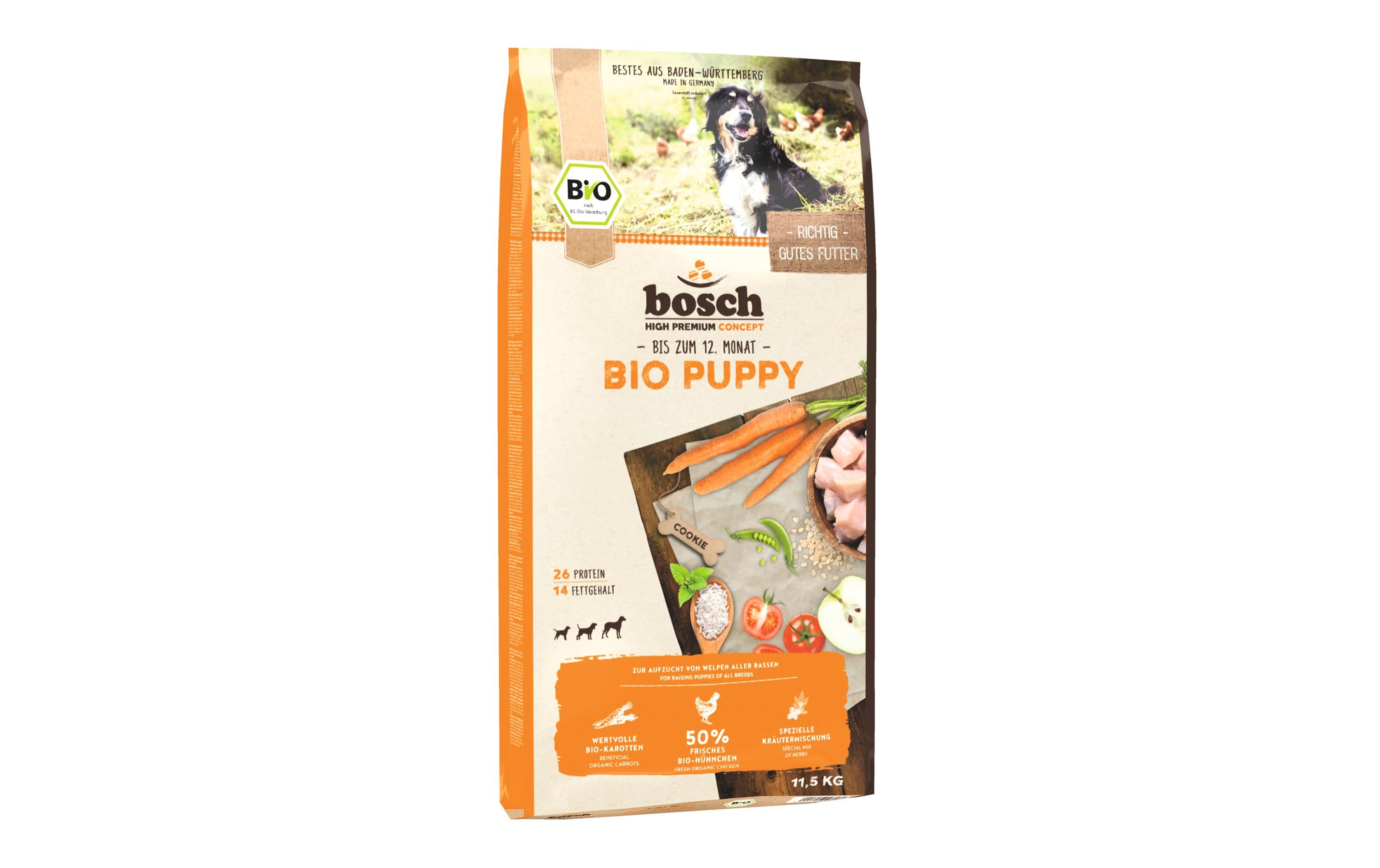 Bosch Tiernahrung Trockenfutter Bio Puppy Huhn & Karotte, 11.5 kg