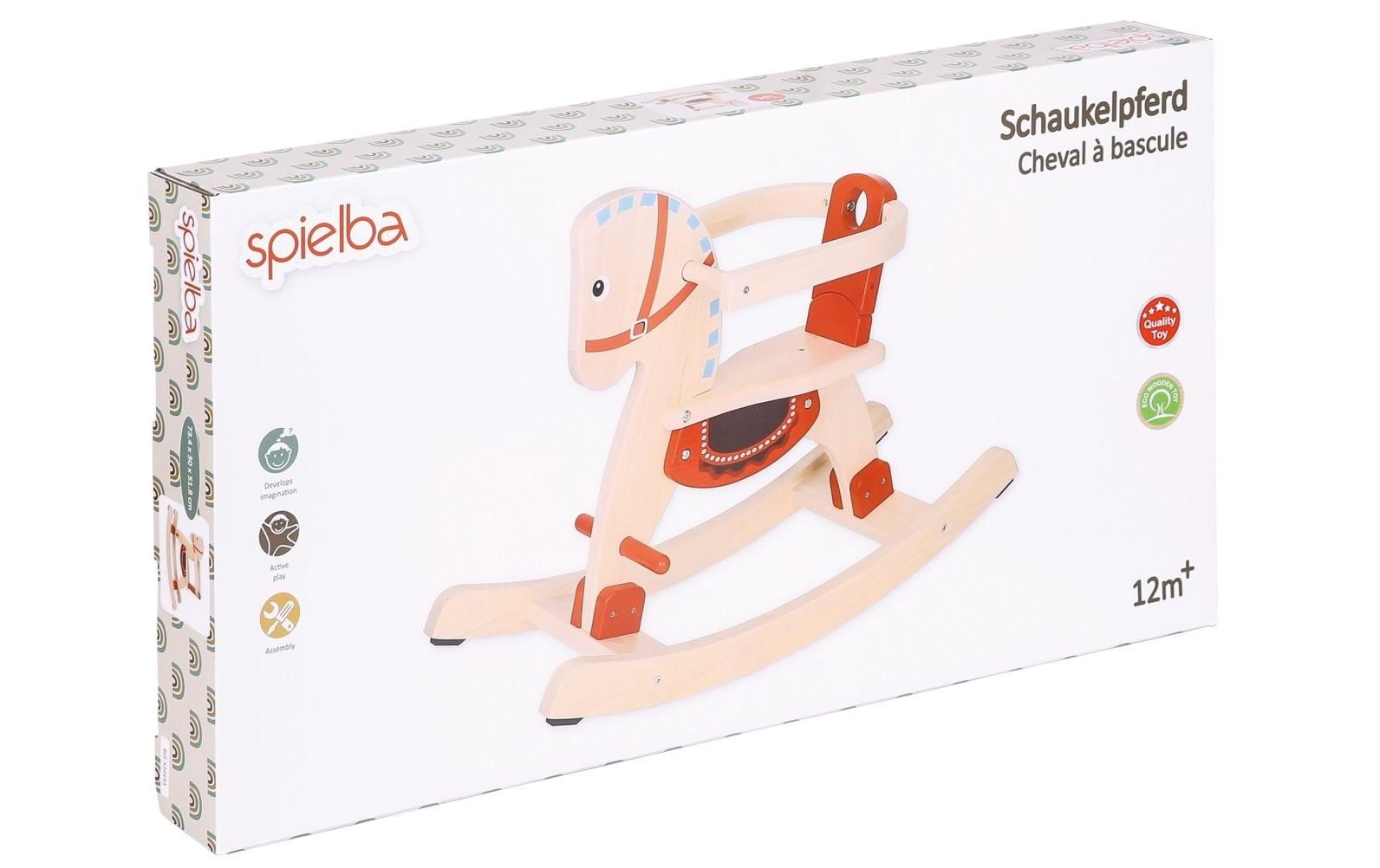 Spielba Holzspielwaren Schaukelpferd Nature/Rot