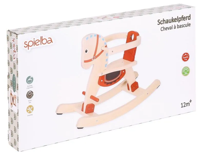 Spielba Holzspielwaren Schaukelpferd Nature/Rot Spielba Holzspielwaren Schaukelpferd Nature/Rot