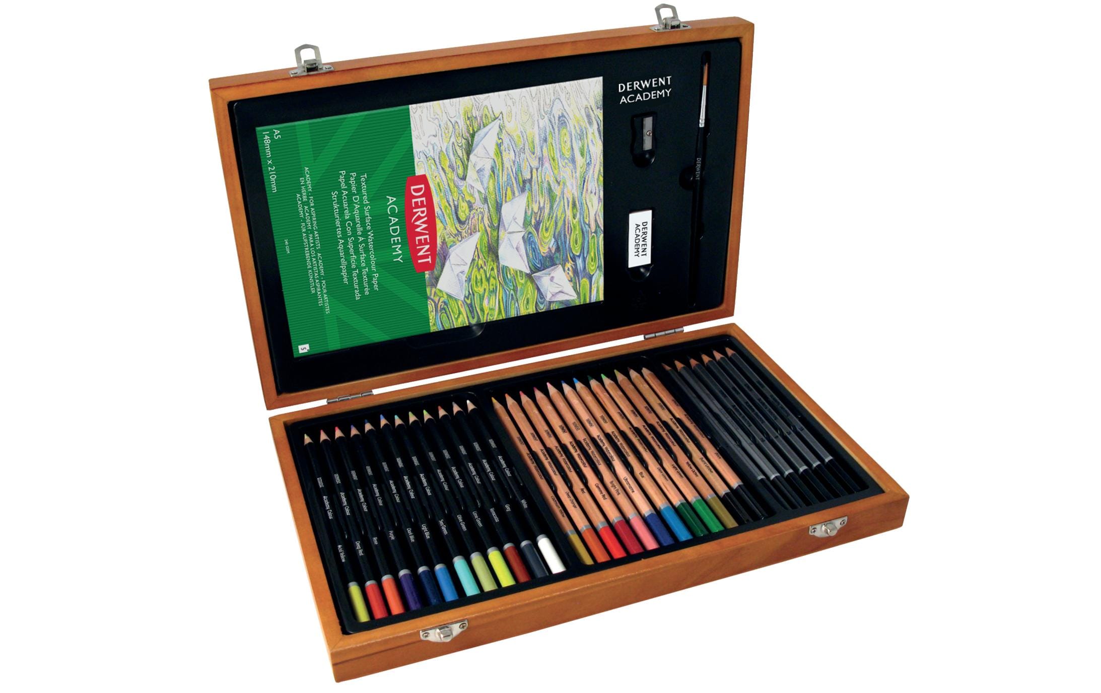 Derwent Academy Mal-Geschenkset in Holzbox, 35-teilig