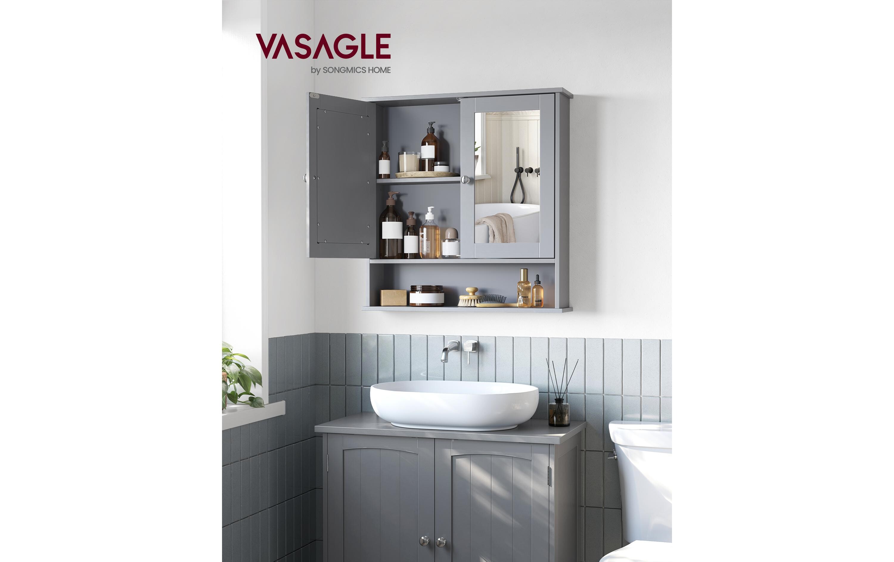 VASAGLE Spiegelschrank MDF, 13 x 56.5 x 58.5 cm