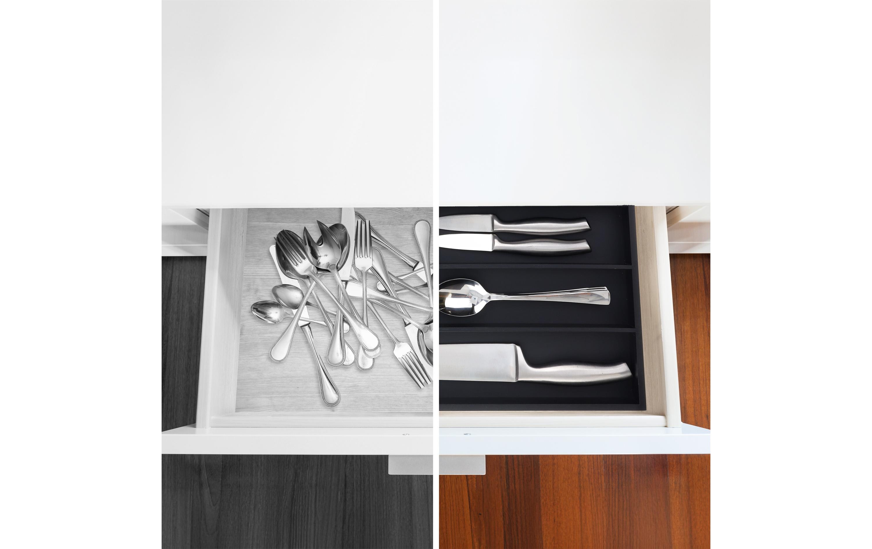 relaxdays Besteckkasten 6 Fächer Schwarz