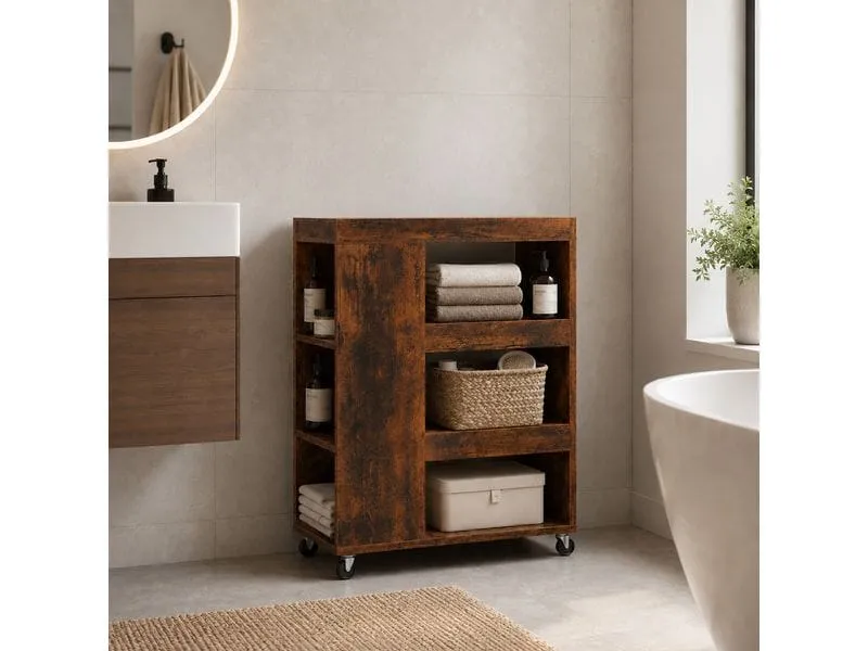 relaxdays Nischenordnungswagen 18 x 85 x 60 cm, Braun relaxdays Nischenordnungswagen 18 x 85 x 60 cm, Braun
