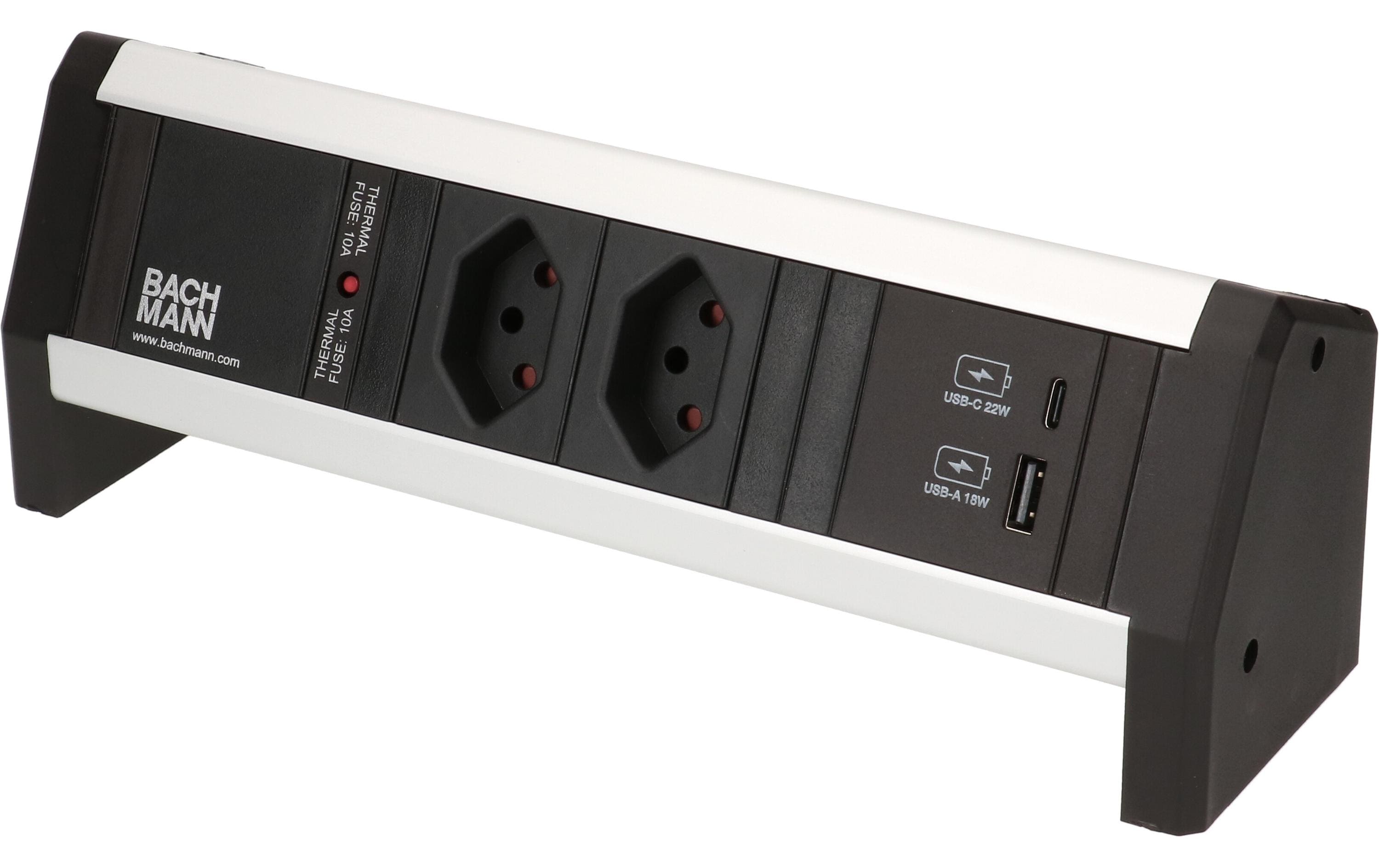 Bachmann Tischsteckdosenleiste DESK 1, 2x T13, 1x USB A/C