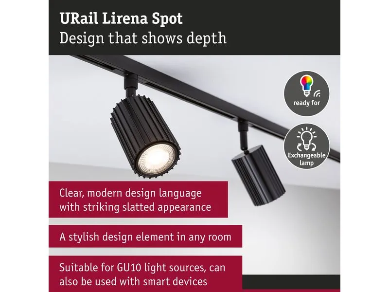 Paulmann URail Schienenspot Lirena GU10 max. 10W 230 V Schwarz matt