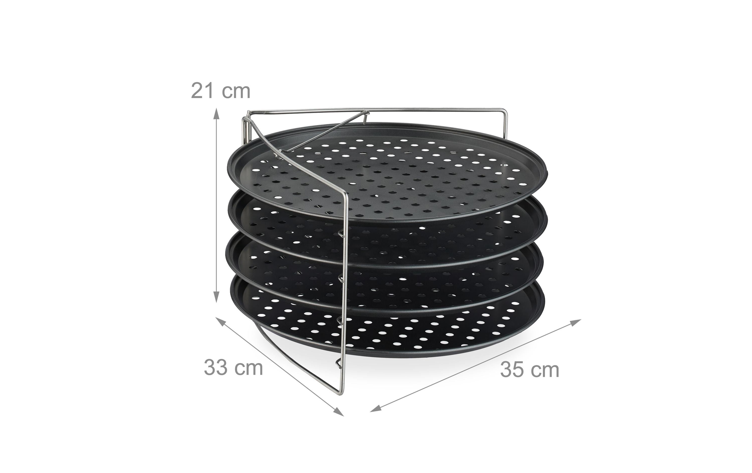relaxdays Pizzablech Loch 4er-Set mit Gestell