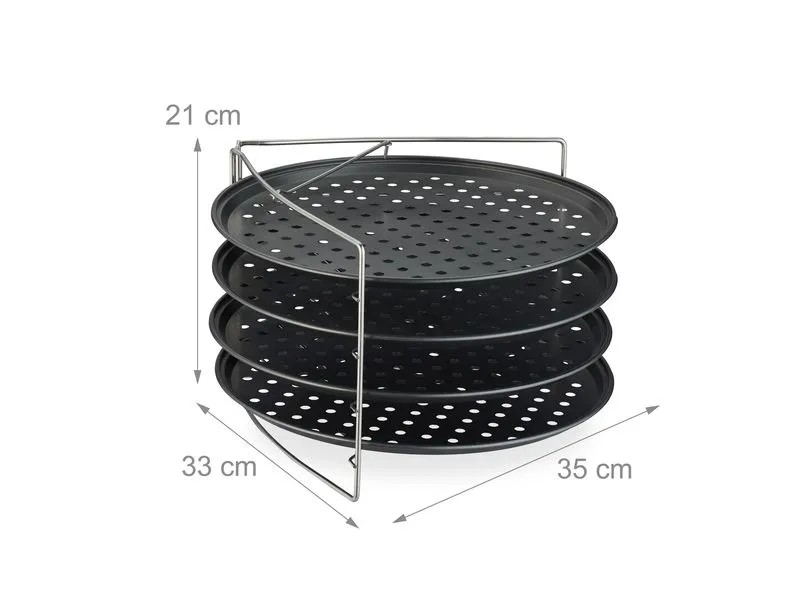 relaxdays Pizzablech Loch 4er-Set mit Gestell relaxdays Pizzablech Loch 4er-Set mit Gestell