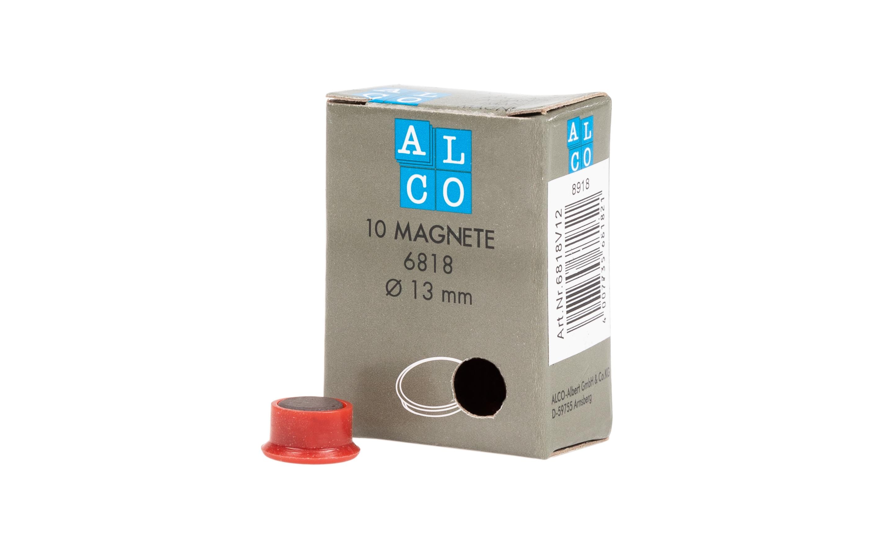 Alco Hakenmagnet Ø 13 mm, 10 Stück, Rot
