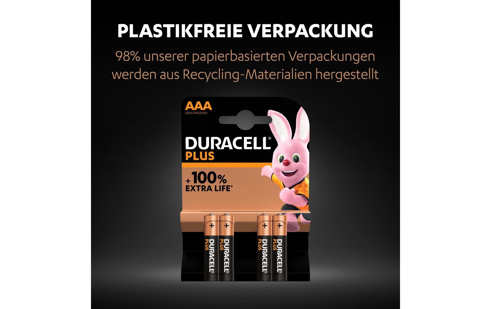 Duracell Batterie Plus Power AAA/LR03 K4 4 Stück