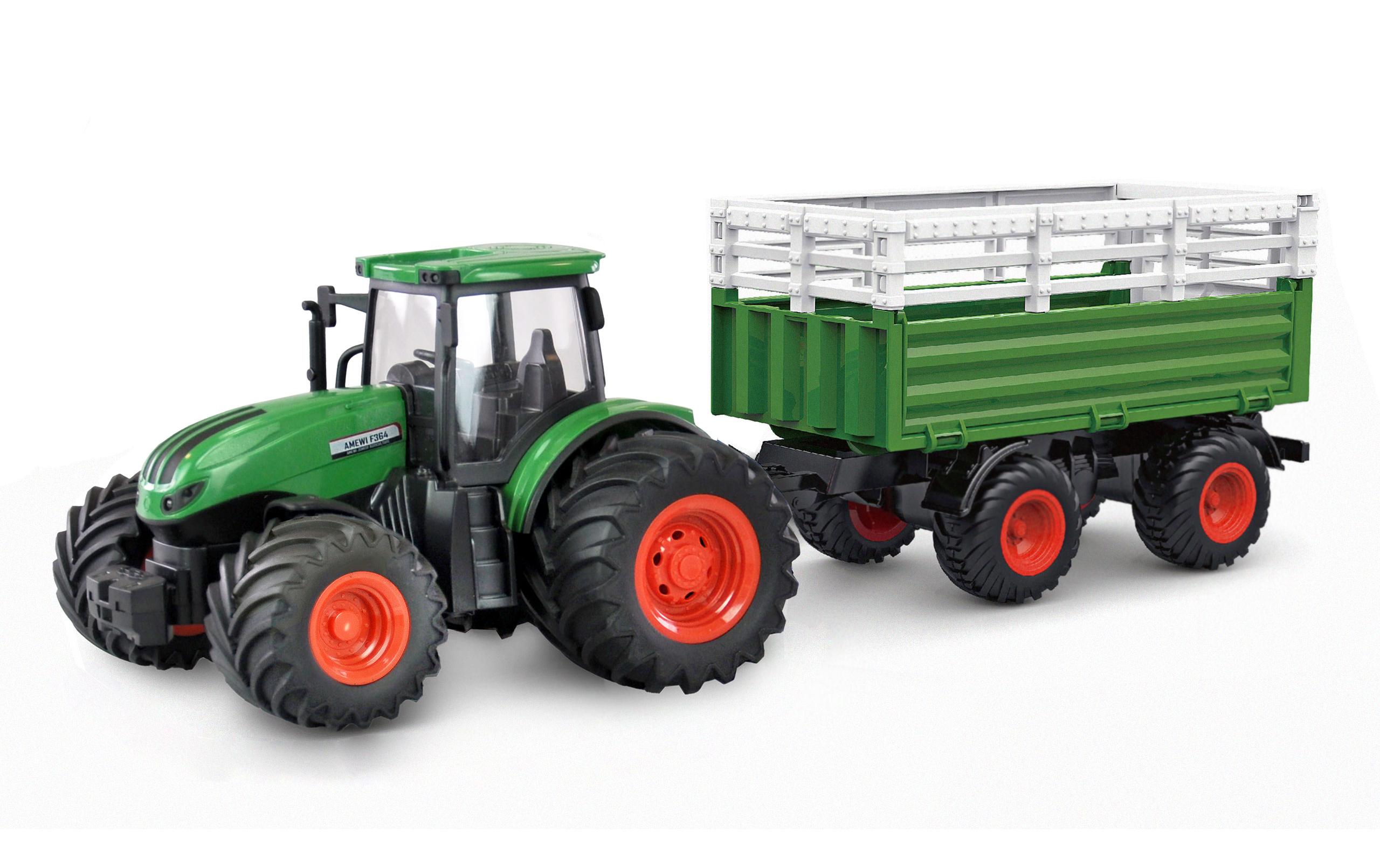Amewi Traktor mit Viehtransporter, Grün 1:24, RTR Amewi Traktor mit Viehtransporter, Grün 1:24, RTR