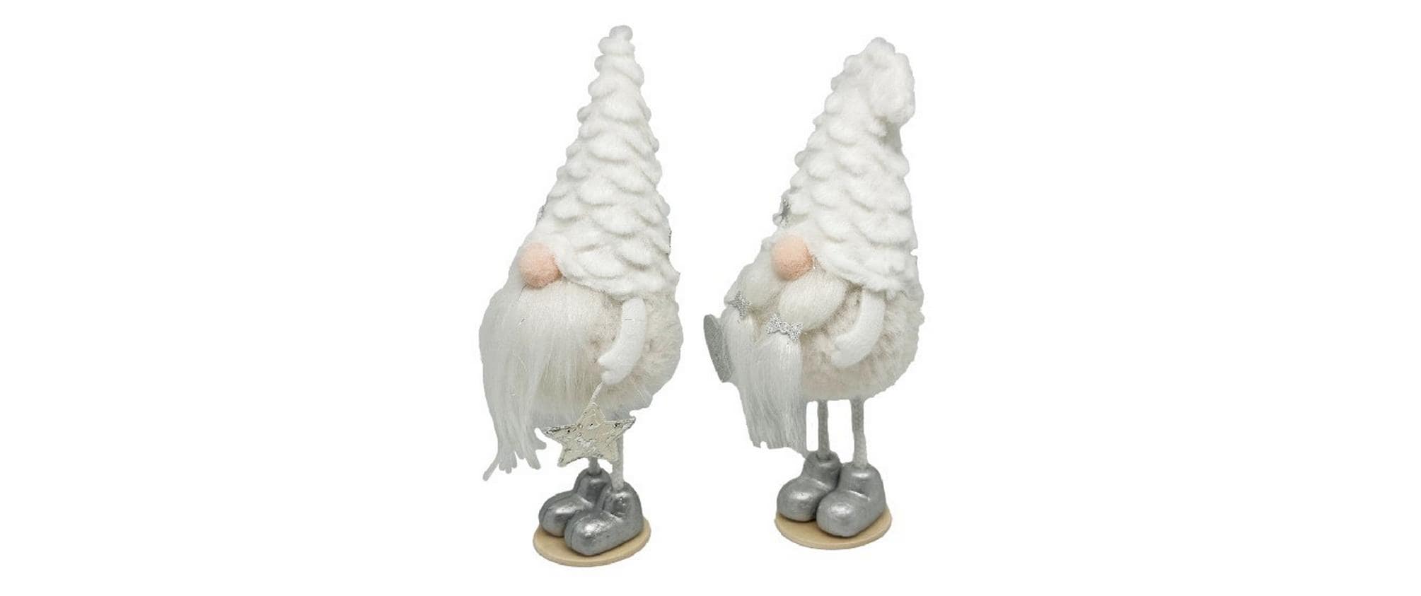 Dameco Weihnachtsfigur Wichtel stehend 2-er Set, Weiss, 18 cm