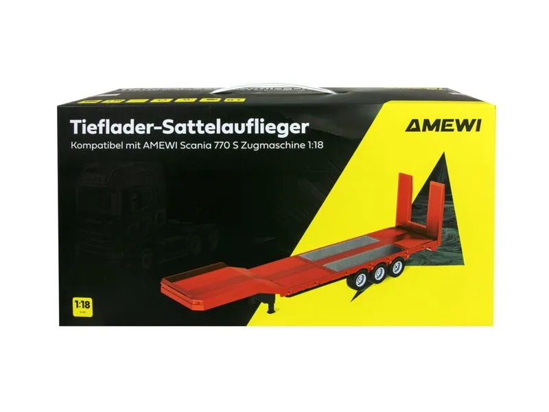 Amewi Tieflader-Sattelauflieger Dreiachser für Scania 1:18 rot