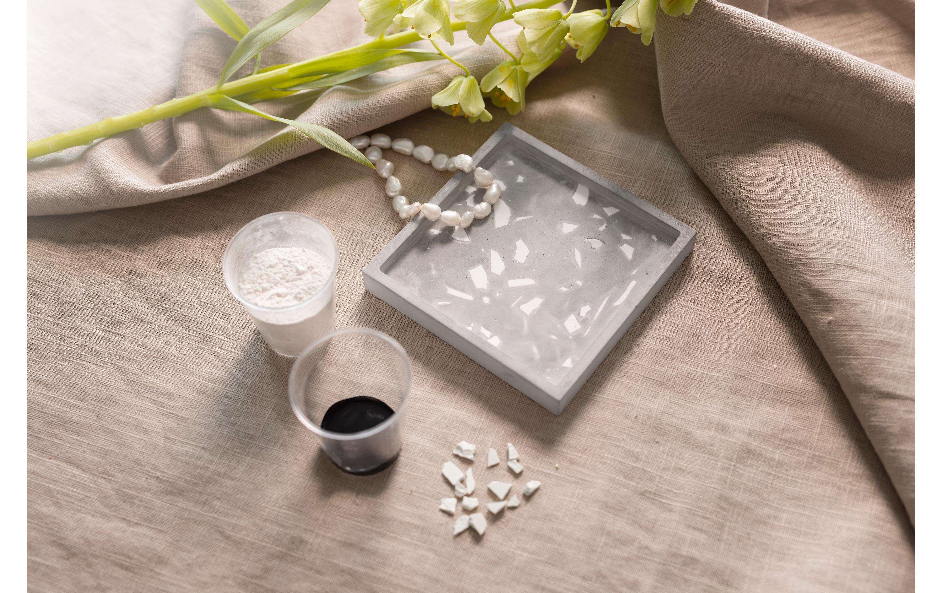 Creativ Company Giessharz Tablett Mit Terrazzo Schwarz/Weiss