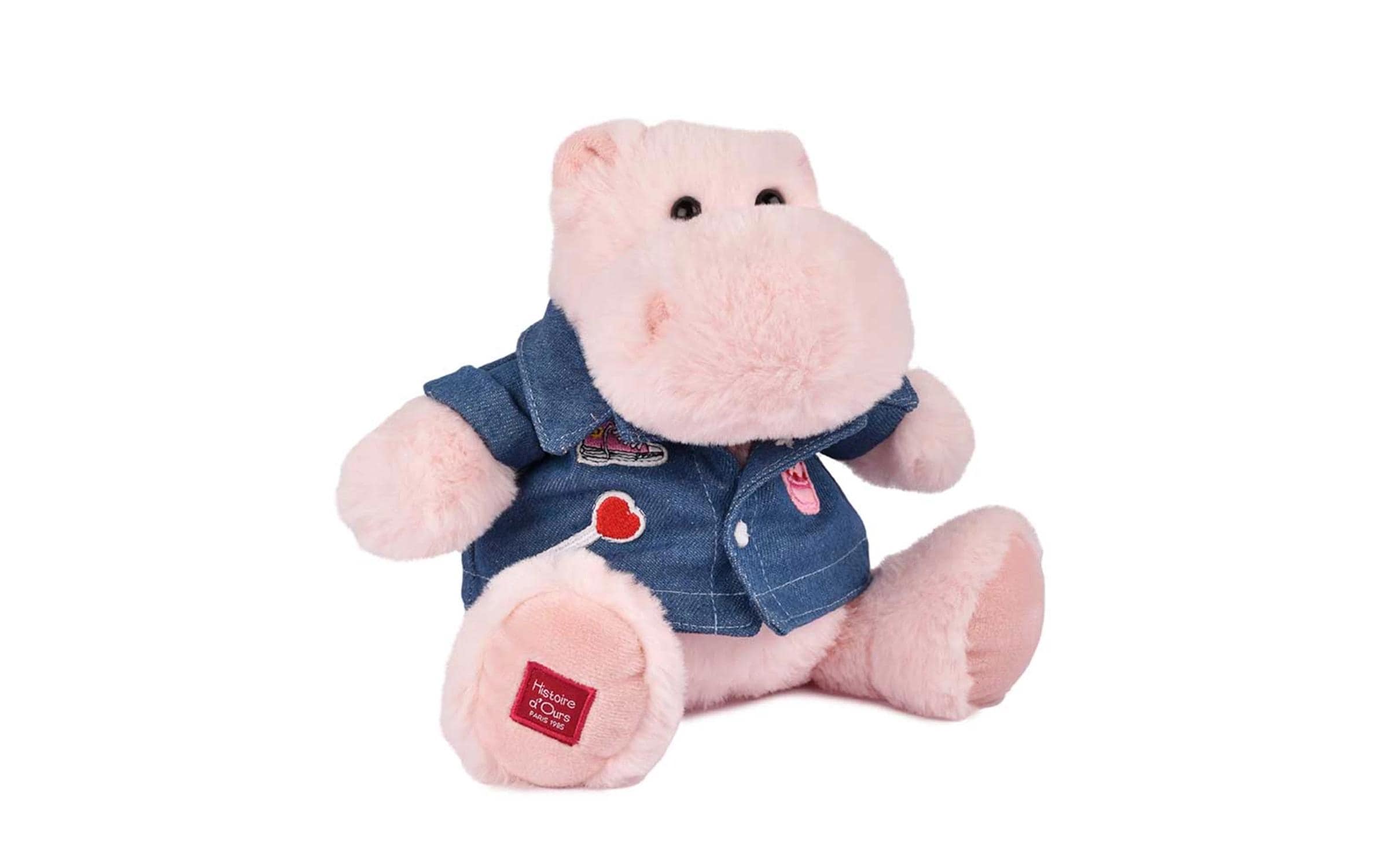 DouDou et compagnie Hippo mit Jeansjacke 20 cm, Rosa