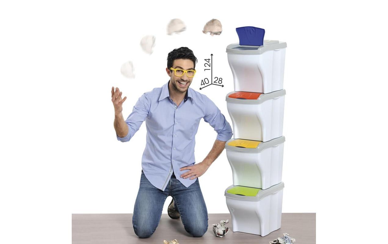 Edi Baur Mülltrennsystem Poker 4 x 20 l 80 l, Mehrfarbig