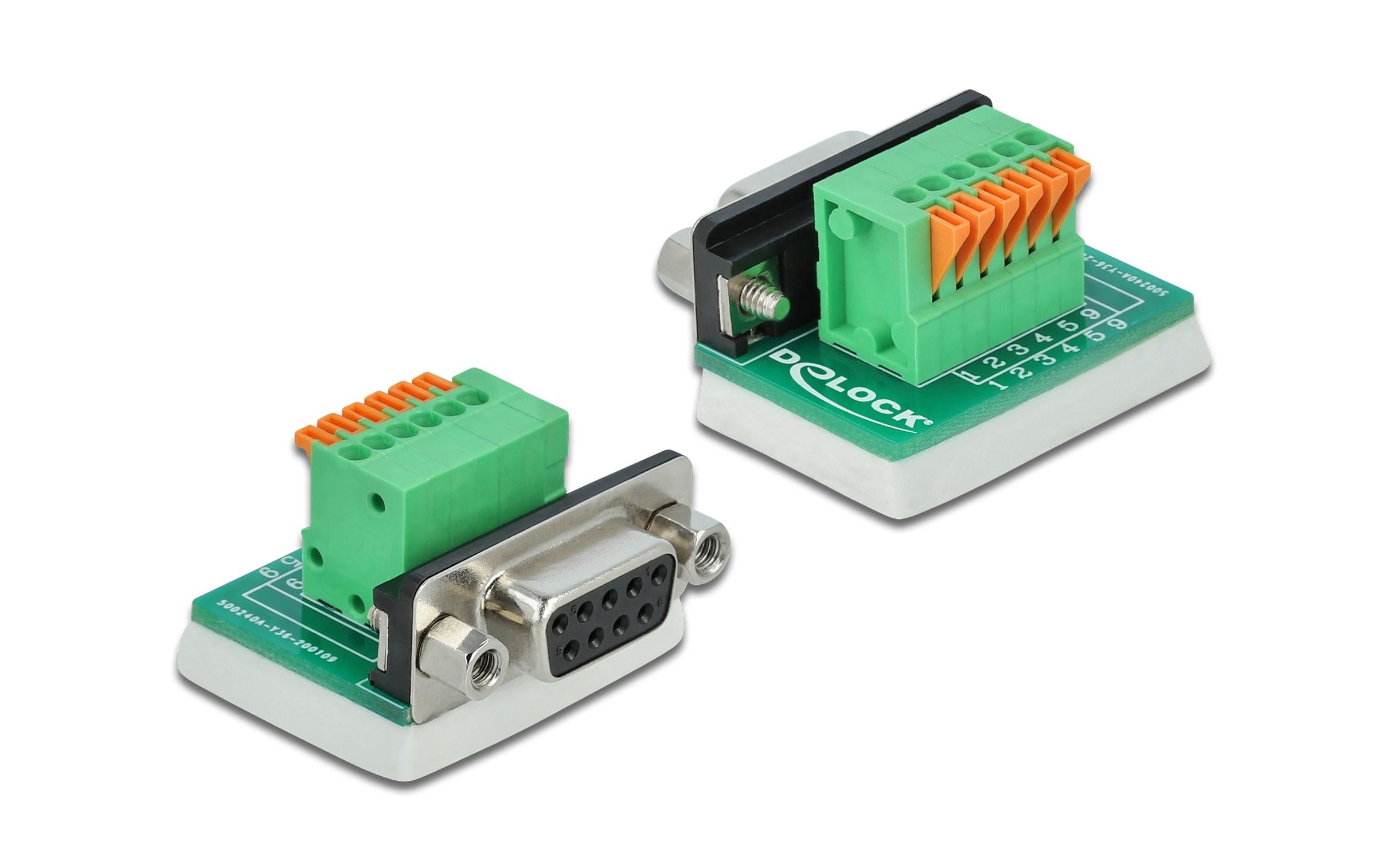 Delock Adapter Terminalblock RS232 DB9 Buchse vertikal 0 m Delock Adapter Terminalblock RS232 DB9 Buchse vertikal 0 m
